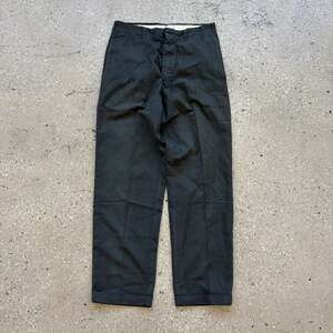 Vintage 60s Green Flat Front Cotton Trousers 30x28